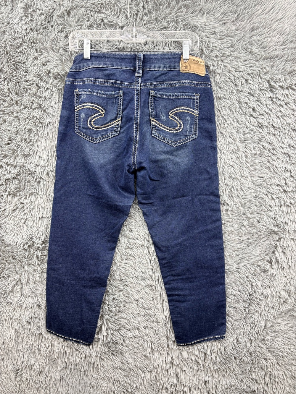 Silver Jeans Capri Womens 29 Joga Suki Stretch Blue Sweats Distress Medium Wash